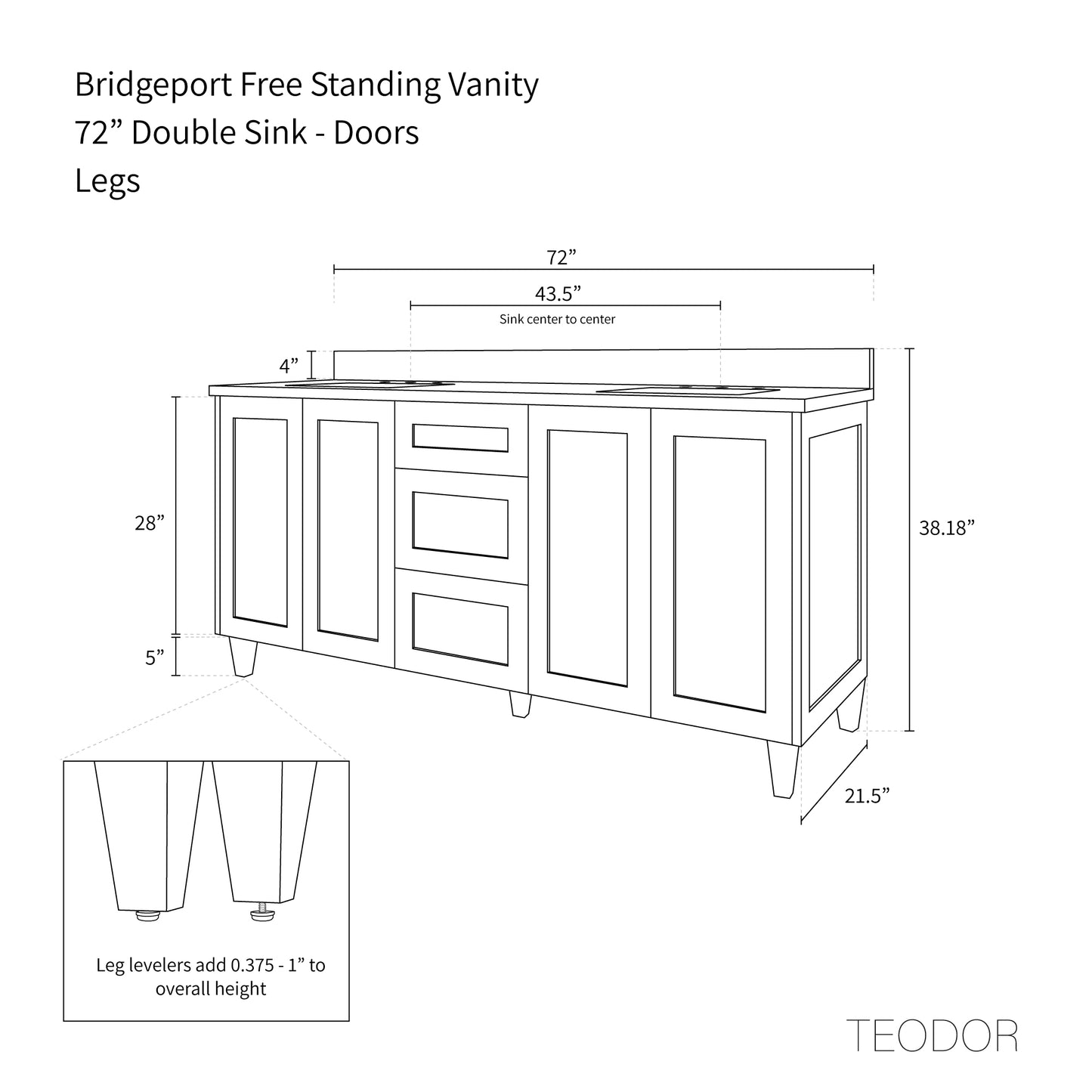 
                  
                    Bridgeport 72", Teodor® American Black Walnut Vanity, Double Sink Teodor Bathroom VanityCanada
                  
                