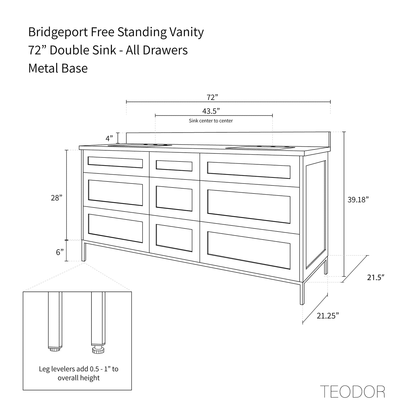 
                  
                    Bridgeport 72" White Oak Bathroom Vanity, Double Sink - All Drawers
                  
                