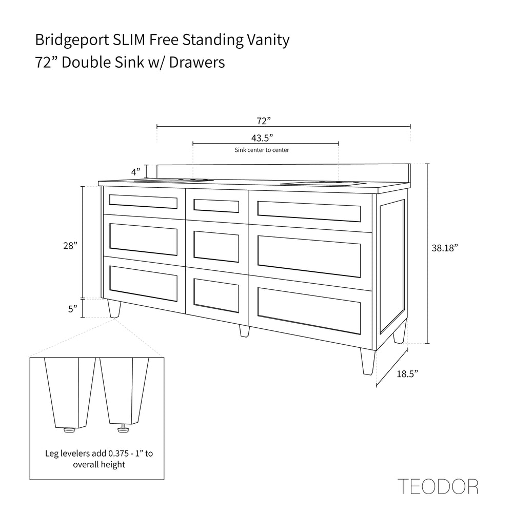 
                  
                    Bridgeport SLIM 72" Almond Coast Bathroom Vanity, Double Sink - All Drawers
                  
                