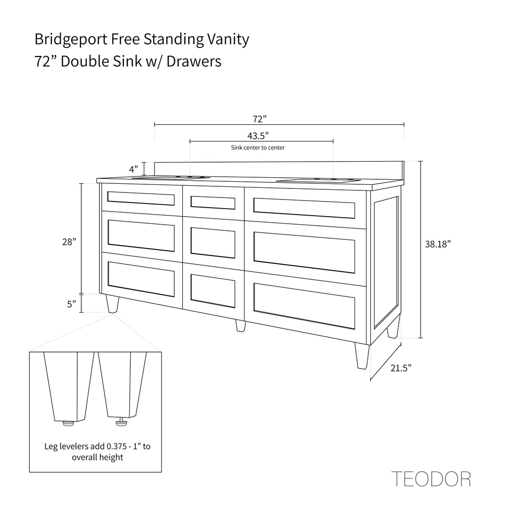 
                  
                    Bridgeport 72" Almond Coast Bathroom Vanity, Double Sink - All Drawers
                  
                
