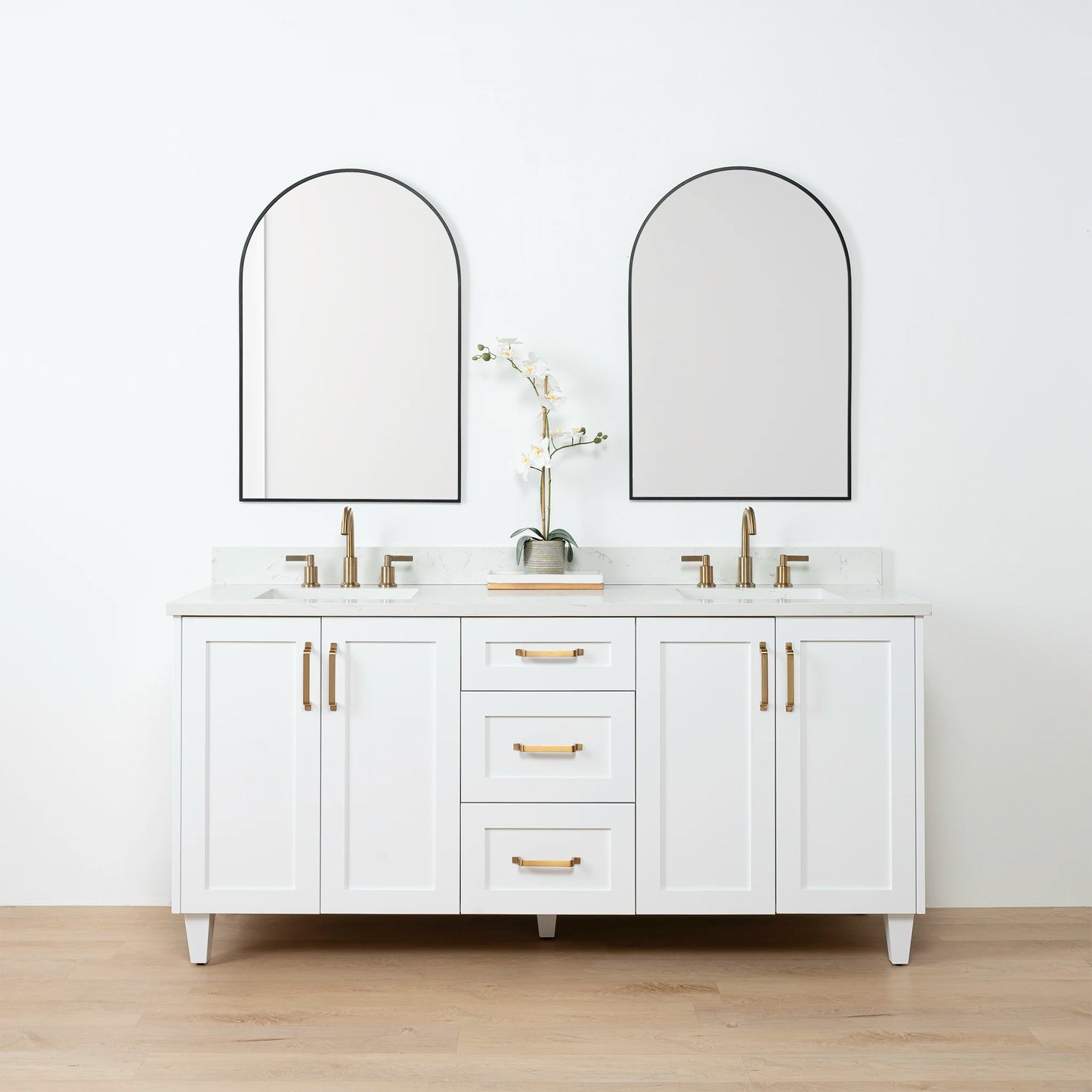 Bridgeport 72" Satin White Bathroom Vanity, Double Sink