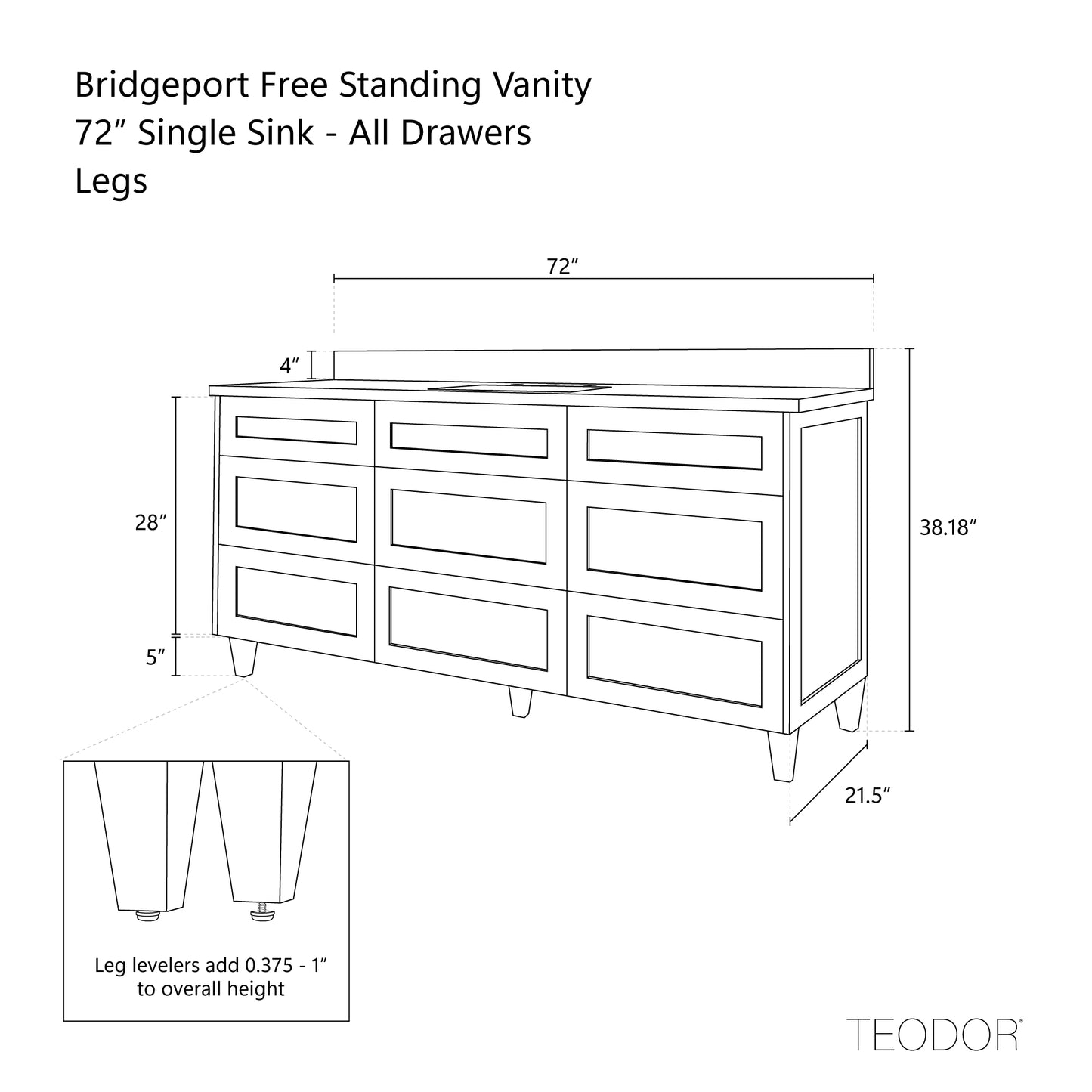 
                  
                    Bridgeport 72" White Oak Bathroom Vanity, Double Sink - All Drawers
                  
                