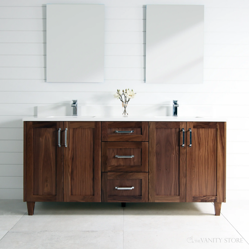 Bridgeport 72" American Black Walnut Bathroom Vanity, Double Sink