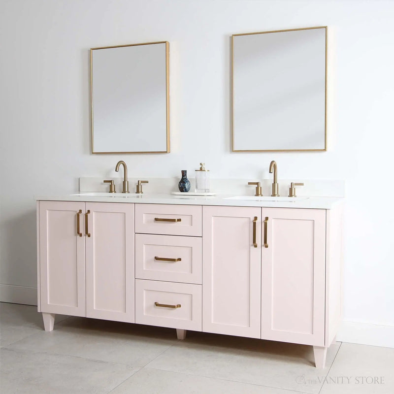 Bridgeport 72" Champagne Pink Bathroom Vanity, Double Sink