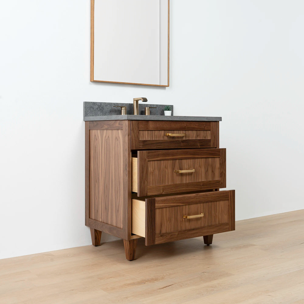 
                  
                    Bridgeport 30" American Black Walnut Bathroom Vanity - All Drawers
                  
                