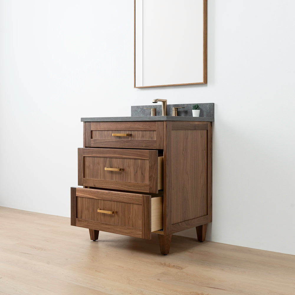 
                  
                    Bridgeport 30" American Black Walnut Bathroom Vanity - All Drawers
                  
                