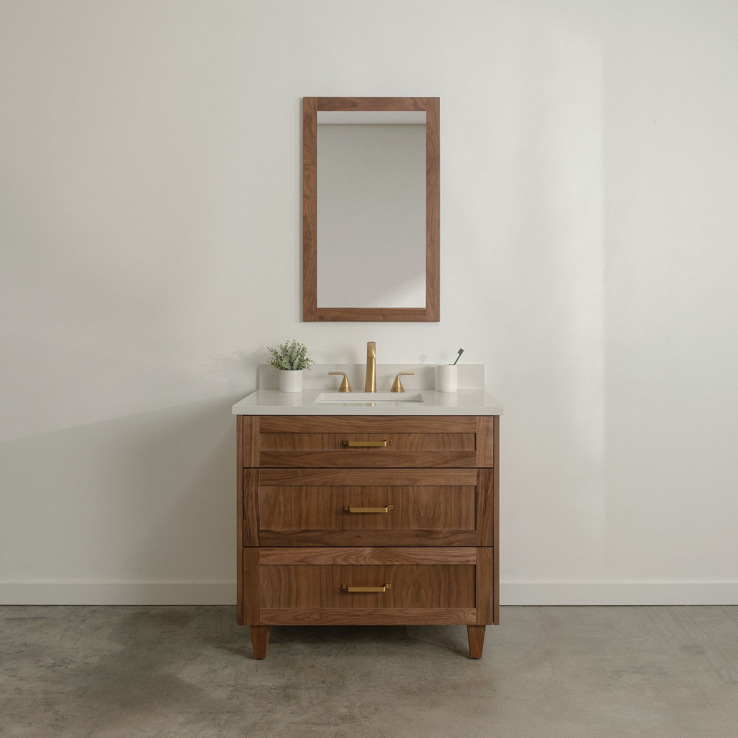 Bridgeport SLIM 36" American Black Walnut Bathroom Vanity - All Drawers