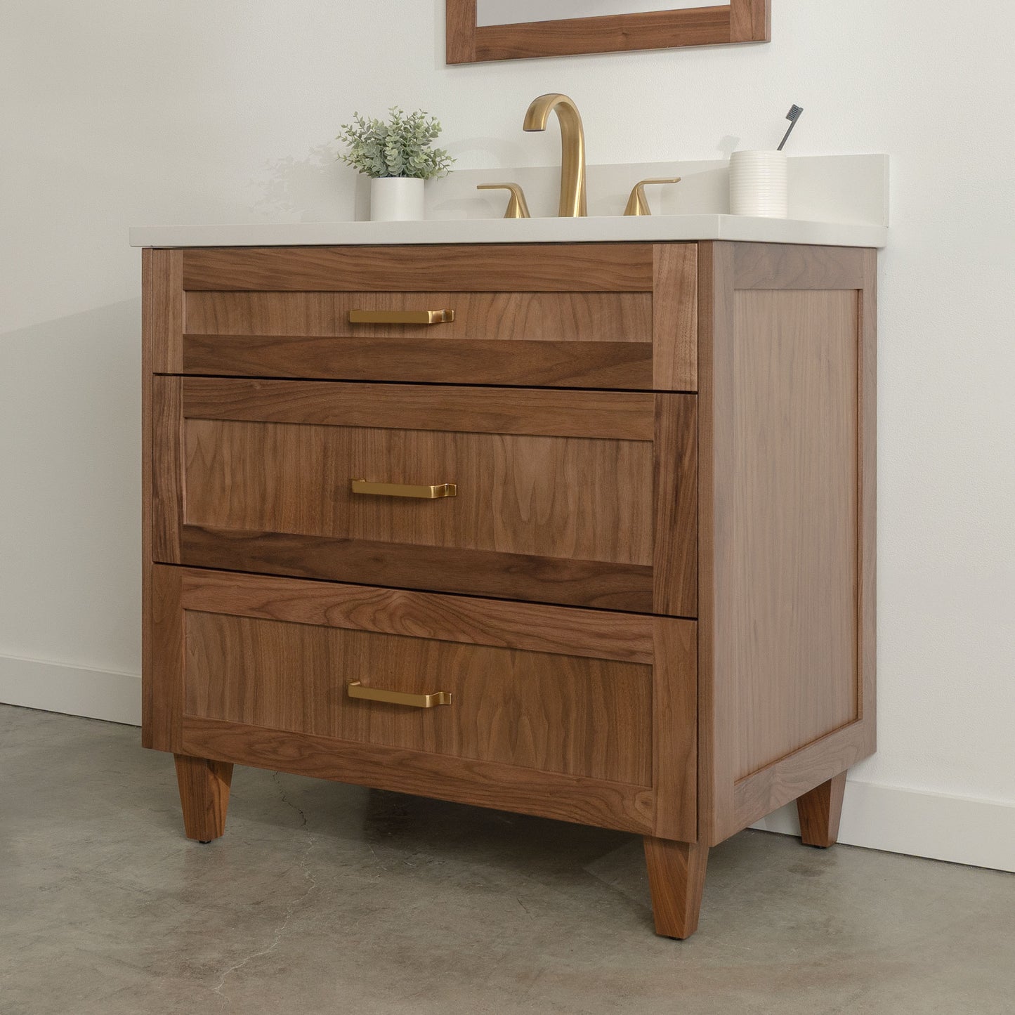 Bridgeport SLIM 36" American Black Walnut Bathroom Vanity - All Drawers Teodor Bathroom Vanity Canada