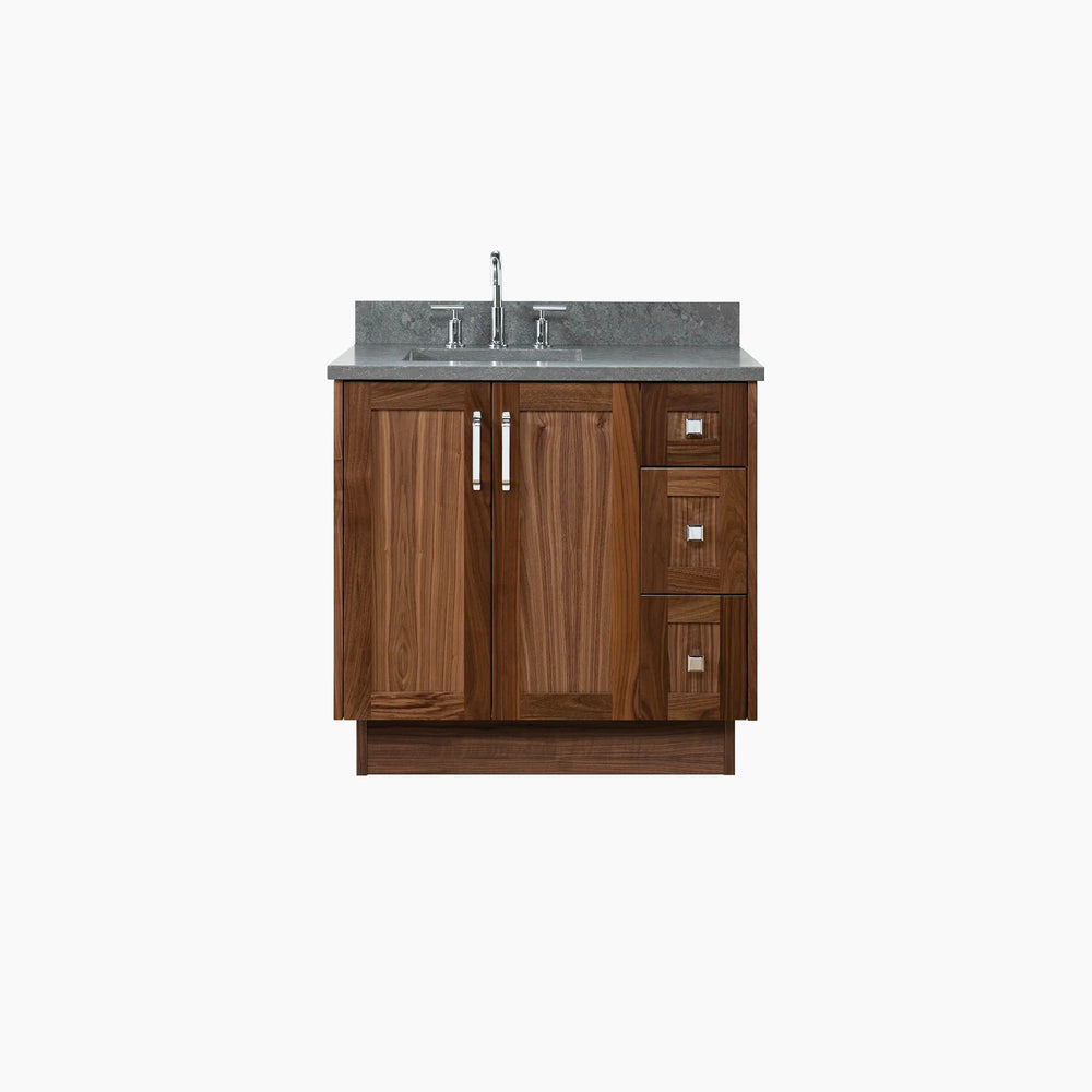 
                  
                    Bridgeport 36" American Black Walnut Bathroom Vanity, Left Sink
                  
                