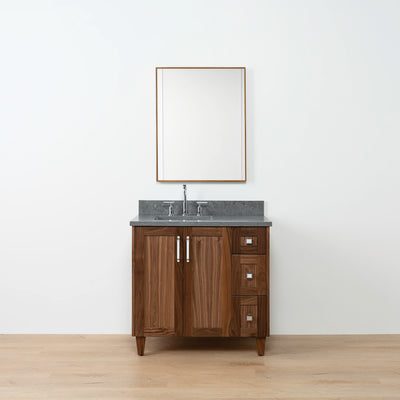 Bridgeport 36" American Black Walnut Bathroom Vanity, Left Sink