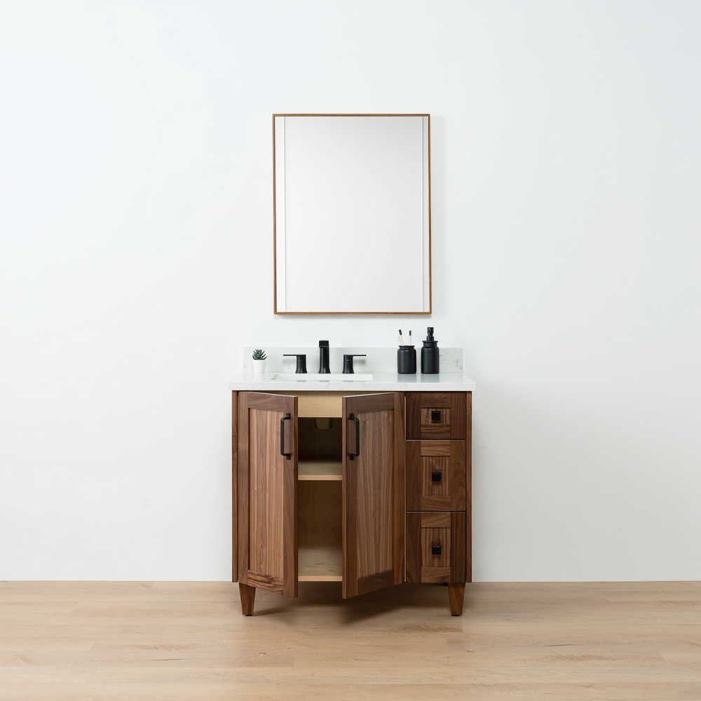 
                  
                    Bridgeport 36" American Black Walnut Bathroom Vanity, Left Sink
                  
                