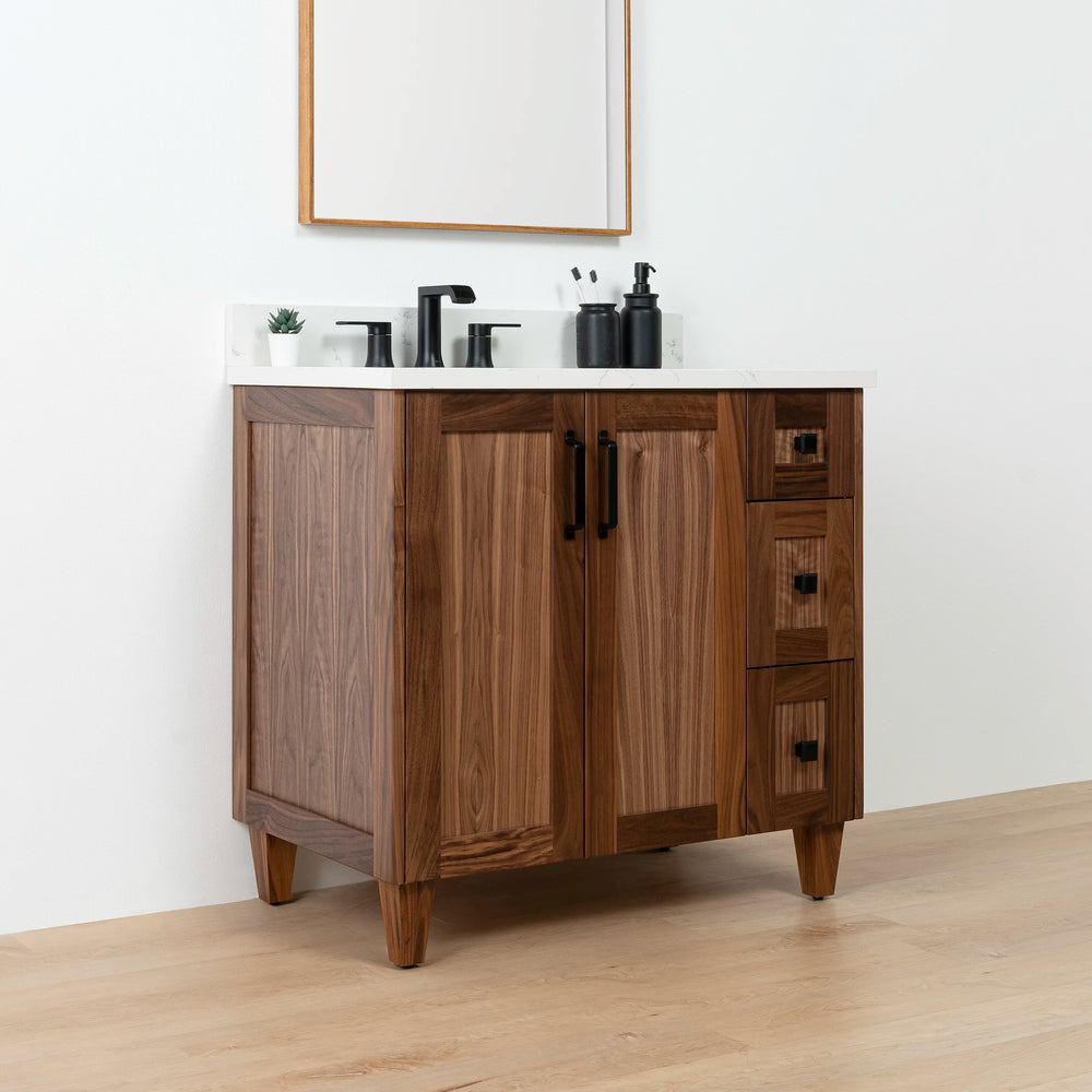 
                  
                    Bridgeport 36" American Black Walnut Bathroom Vanity, Left Sink
                  
                