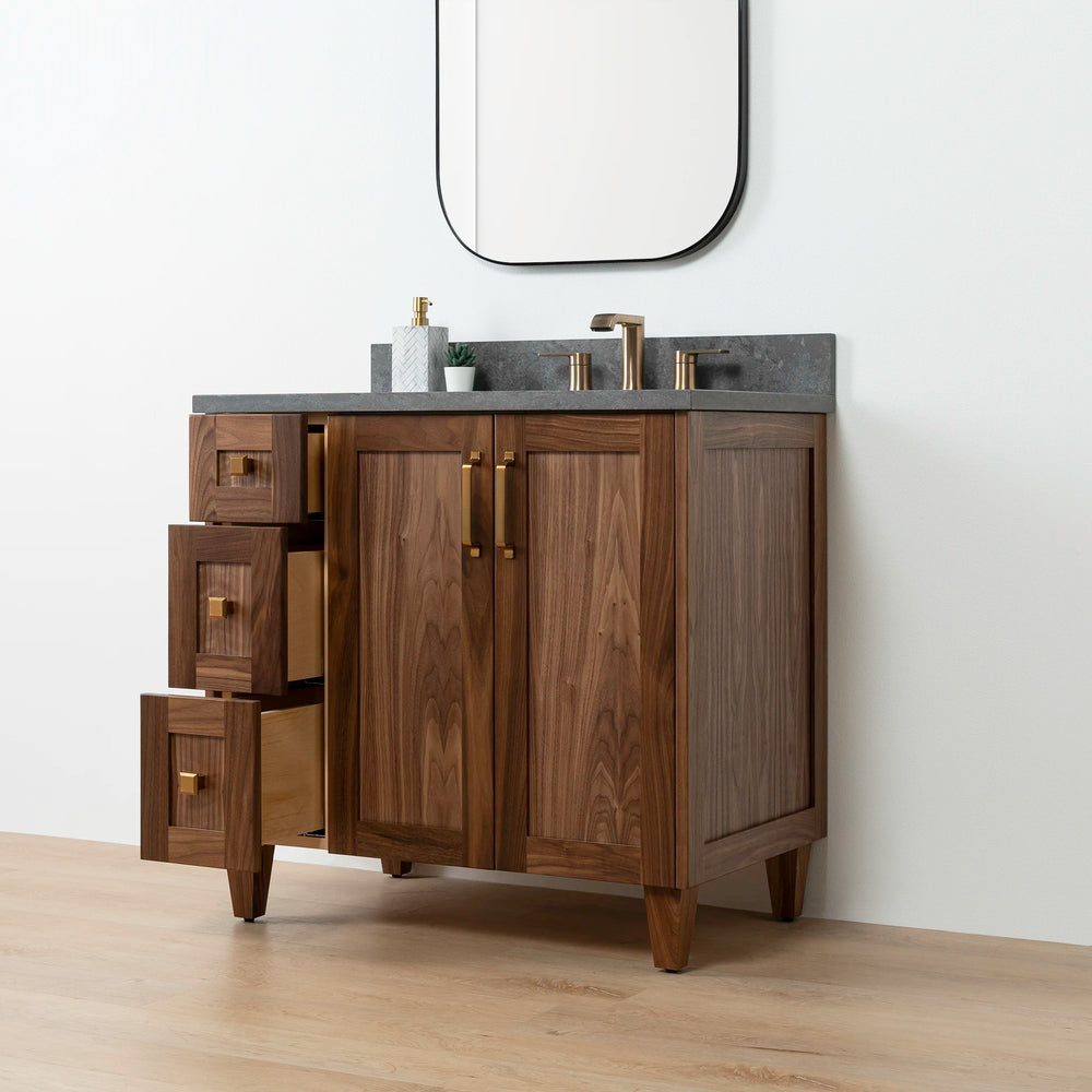 
                  
                    Bridgeport 36" American Black Walnut Bathroom Vanity, Right Sink
                  
                