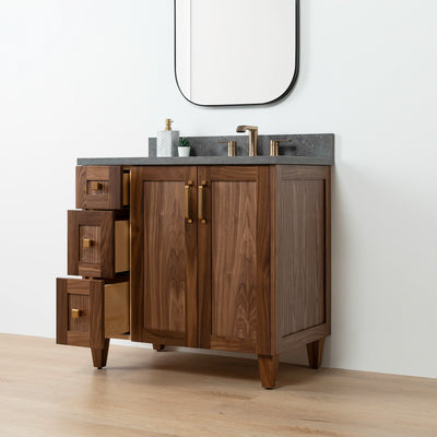 Bridgeport 36" American Black Walnut Bathroom Vanity, Right Sink