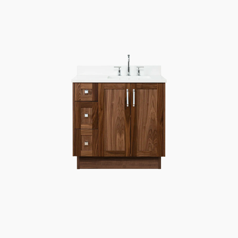 
                  
                    Bridgeport 36" American Black Walnut Bathroom Vanity, Right Sink
                  
                