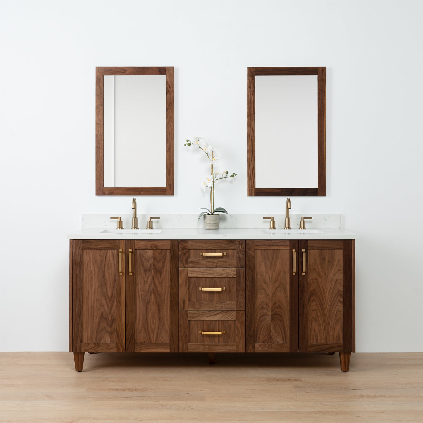 Bridgeport 72" American Black Walnut Bathroom Vanity, Double Sink