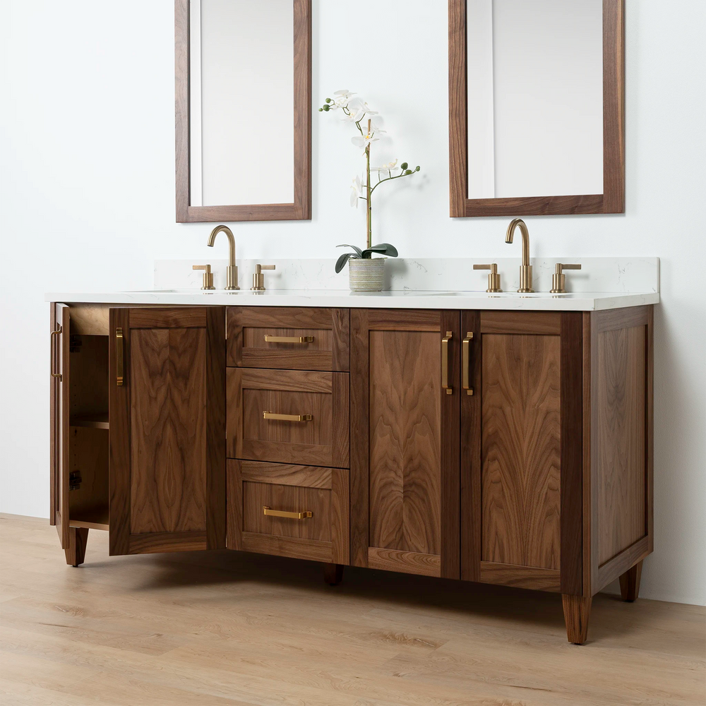 
                  
                    Bridgeport 72" American Black Walnut Bathroom Vanity, Double Sink
                  
                