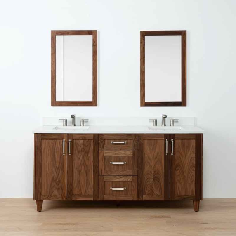Bridgeport 72" American Black Walnut Bathroom Vanity, Double Sink