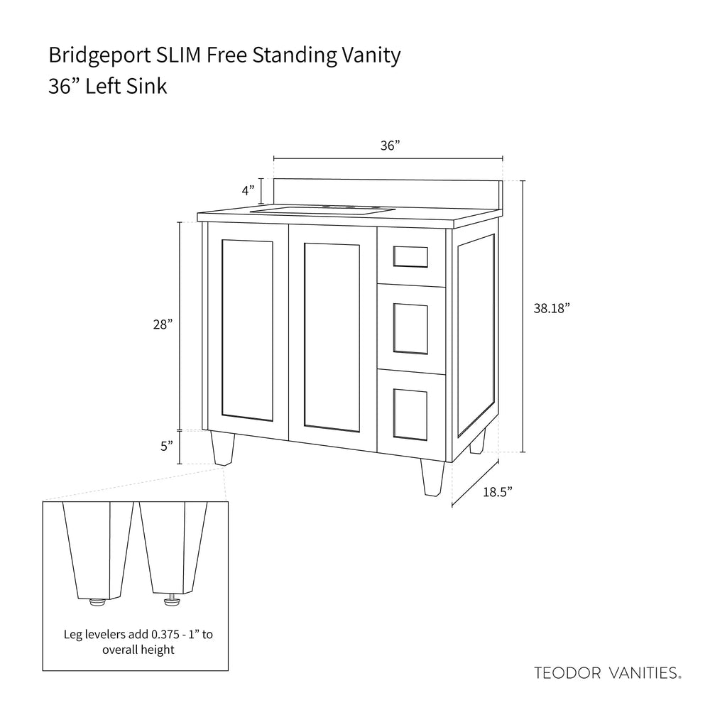 
                  
                    Bridgeport SLIM, 36" Teodor® White Oak Vanity, Left Sink Teodor Bathroom VanityCanada
                  
                