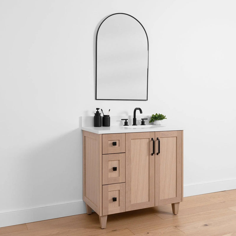 Bridgeport SLIM, 36" Teodor® White Oak Vanity, Right Sink Teodor Bathroom VanityCanada