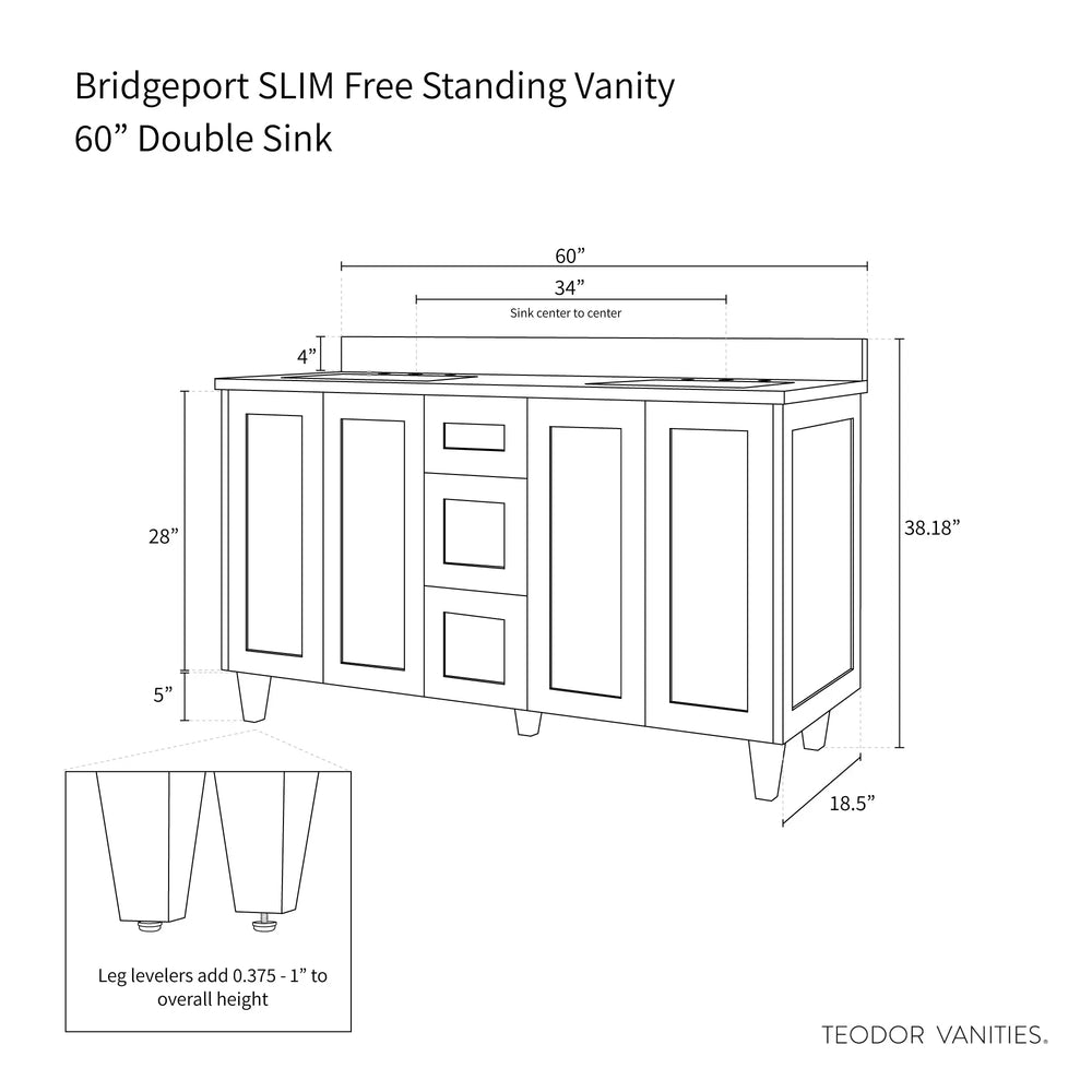 
                  
                    Bridgeport SLIM, 60" Teodor® White Oak Vanity, Double Sink Teodor Bathroom VanityCanada
                  
                