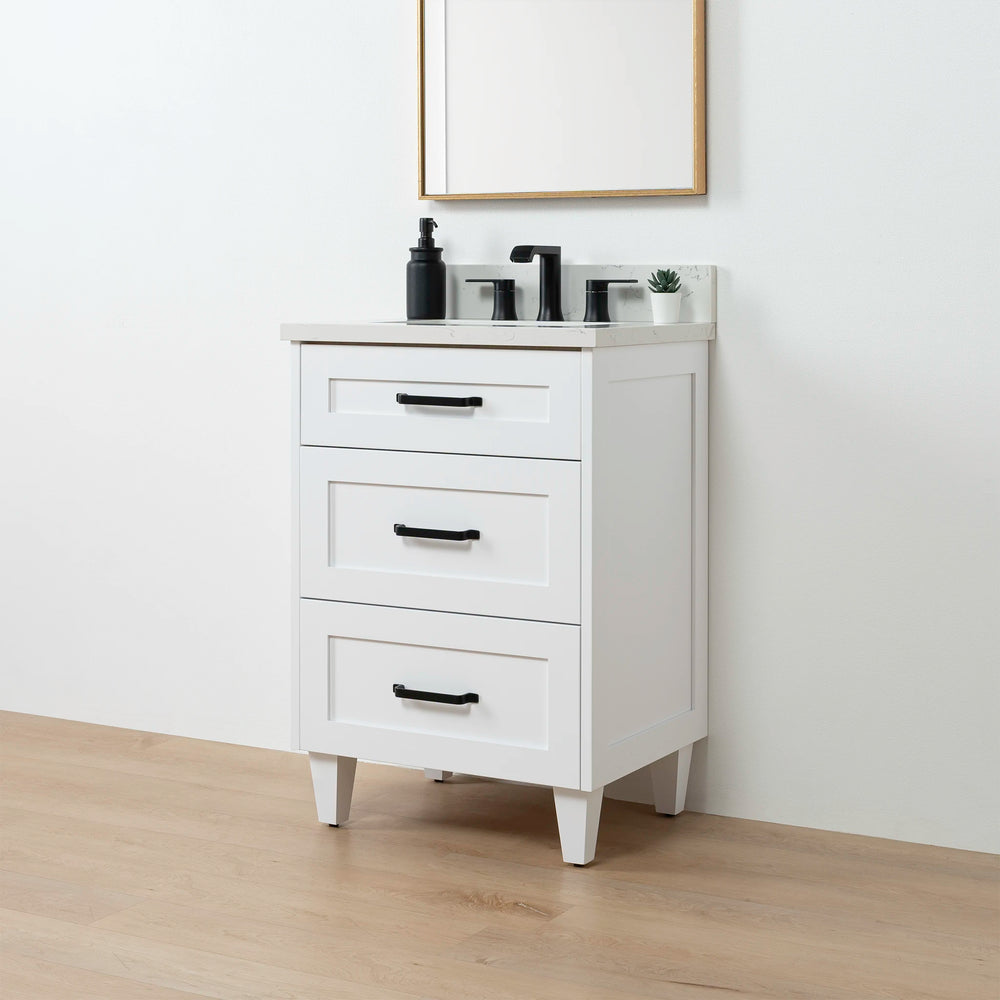 
                  
                    Bridgeport SLIM 24" Satin White Bathroom Vanity - All Drawers
                  
                