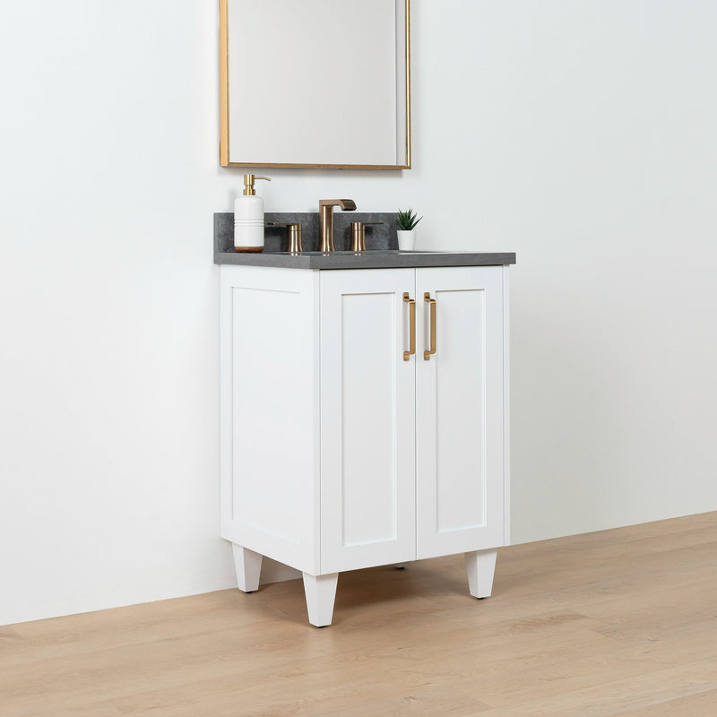 Bridgeport SLIM 24" Satin White Bathroom Vanity w/ Doors