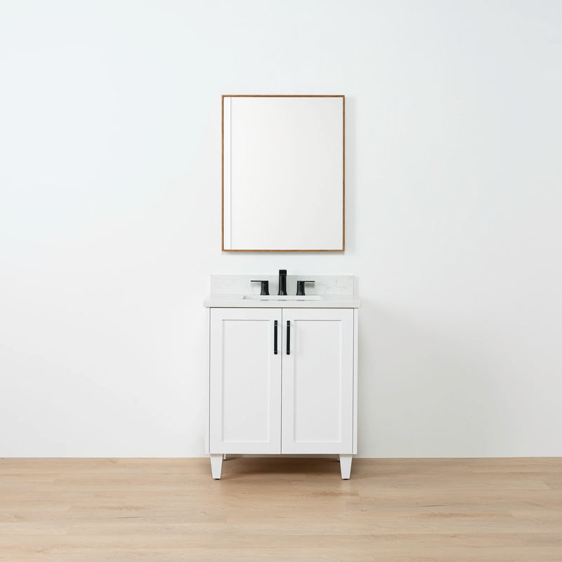 Bridgeport SLIM 30" Satin White Bathroom Vanity w/ Doors