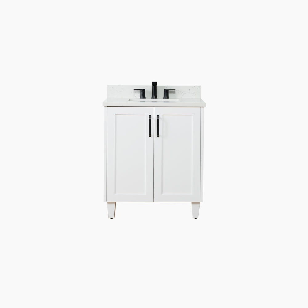 Bridgeport SLIM 30" Satin White Bathroom Vanity w/ Doors