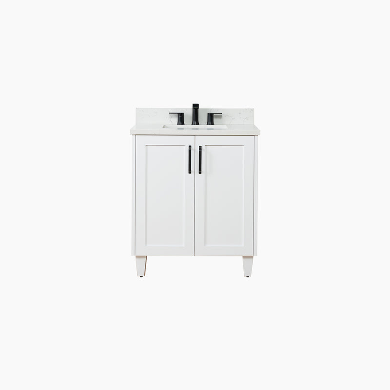 Bridgeport SLIM 30" Satin White Bathroom Vanity w/ Doors