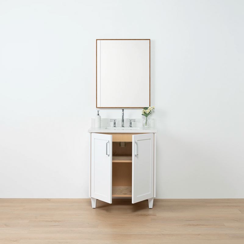 Bridgeport SLIM 30" Satin White Bathroom Vanity w/ Doors