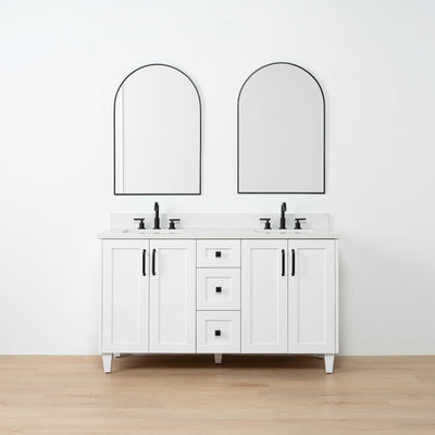 Bridgeport SLIM 60" Satin White Bathroom Vanity, Double Sink