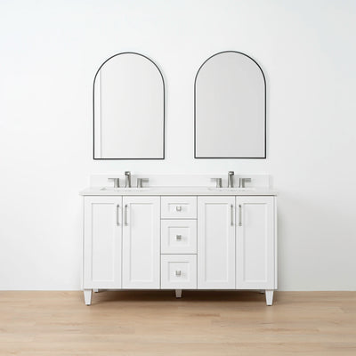 Bridgeport SLIM 60" Satin White Bathroom Vanity, Double Sink