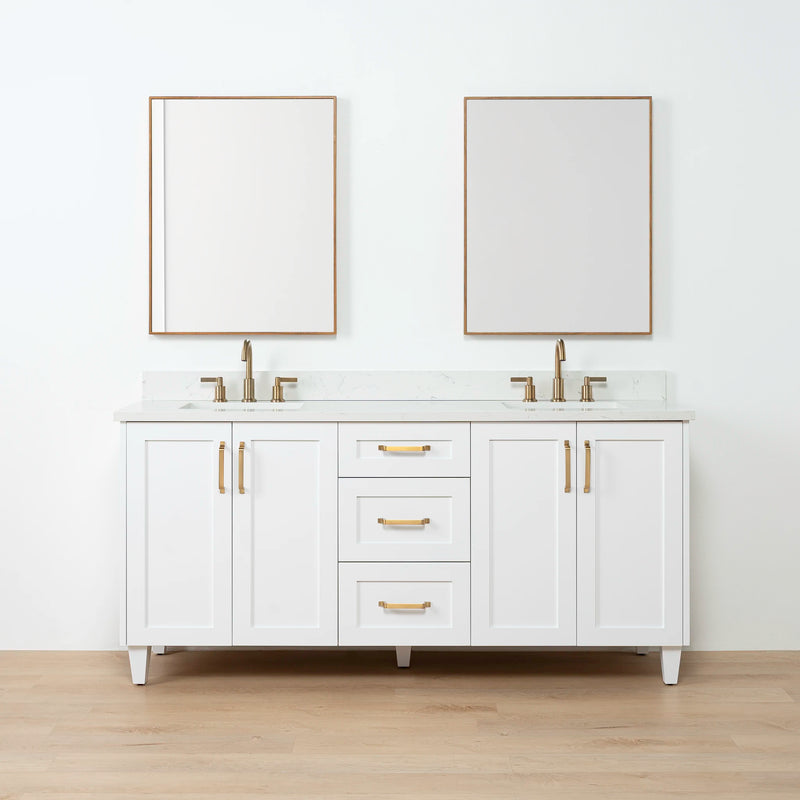 Bridgeport SLIM 72" Satin White Bathroom Vanity, Double Sink