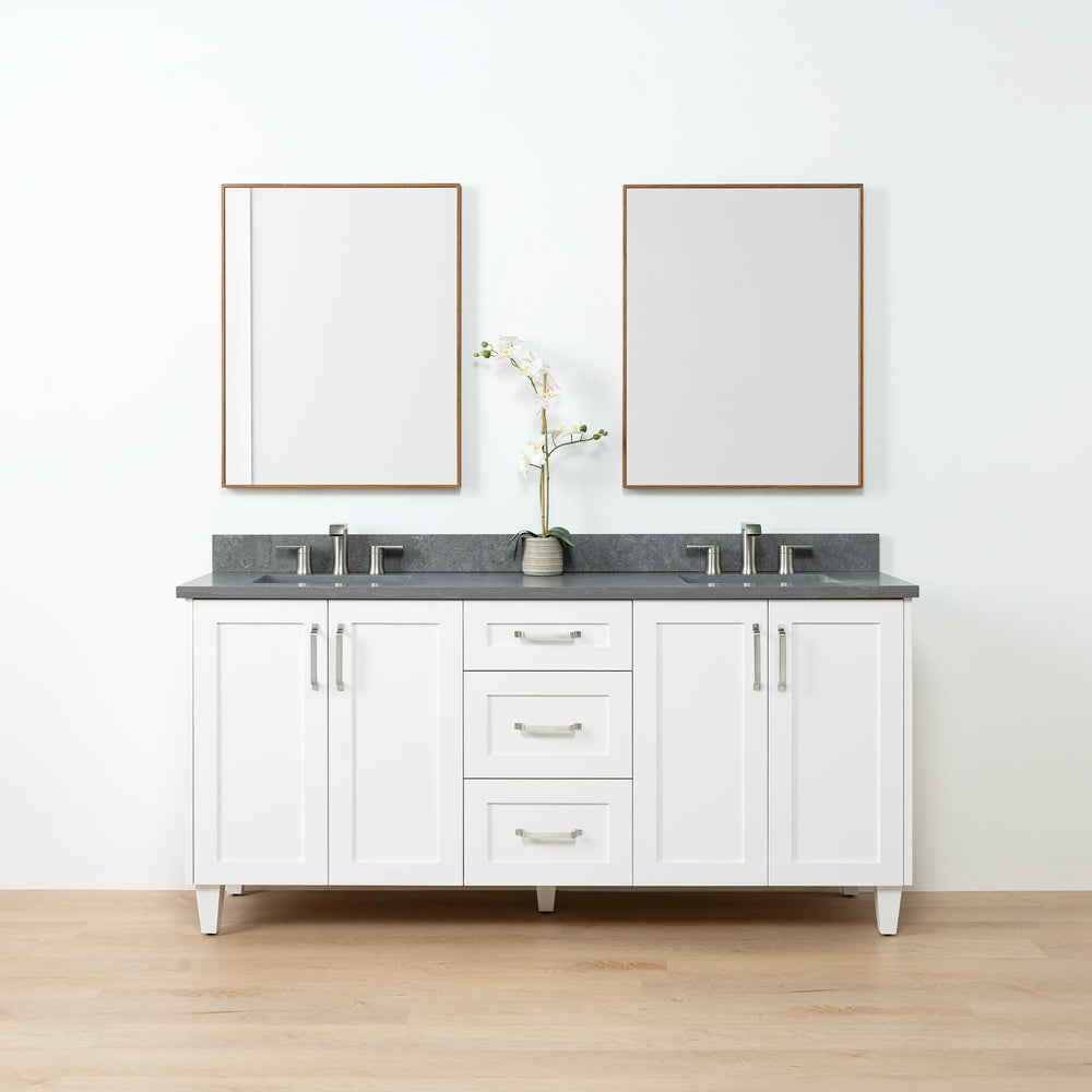 Bridgeport SLIM 72" Satin White Bathroom Vanity, Double Sink