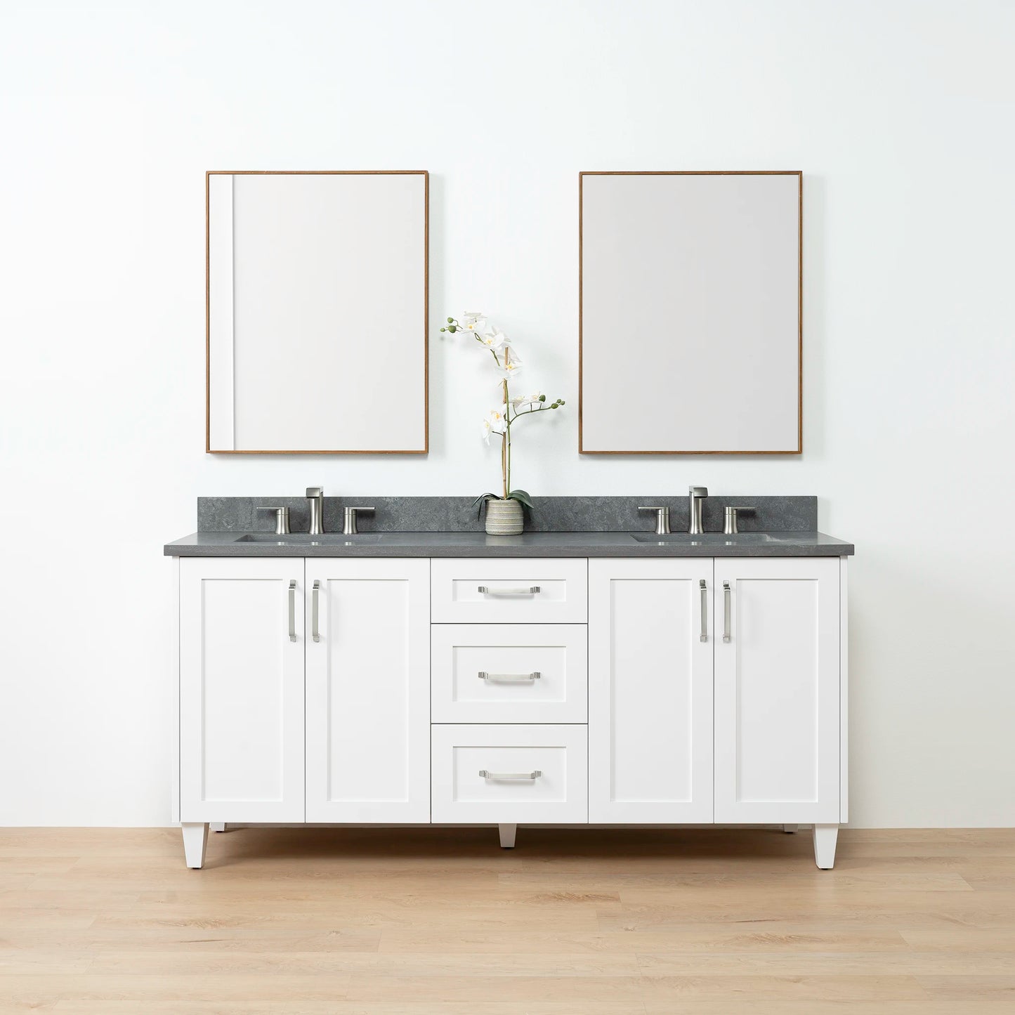 Bridgeport SLIM 72" Satin White Bathroom Vanity, Double Sink