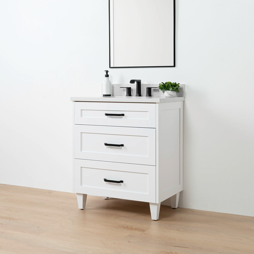 
                  
                    Bridgeport SLIM 30" Satin White Bathroom Vanity - All Drawers
                  
                