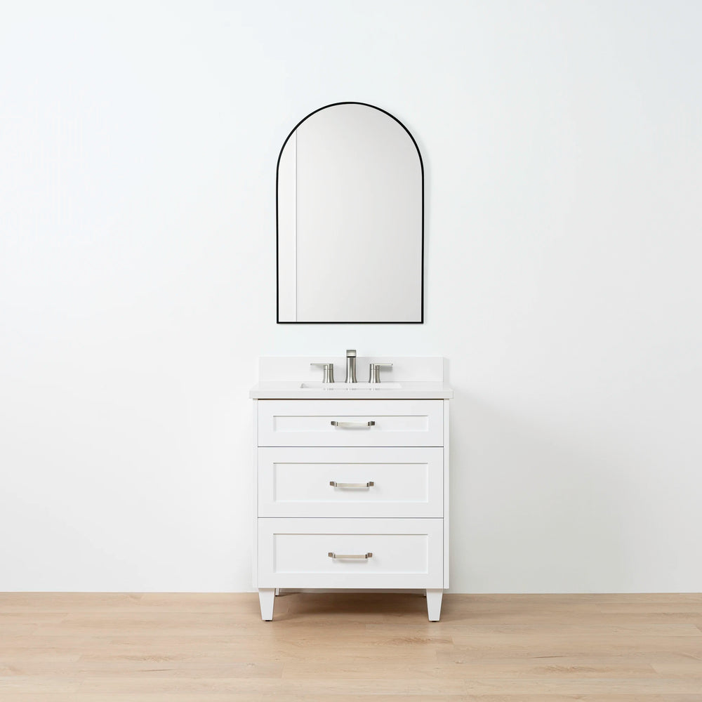 
                  
                    Bridgeport SLIM 30" Satin White Bathroom Vanity - All Drawers
                  
                