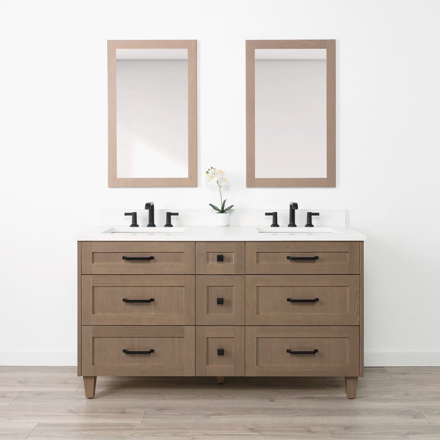 Bridgeport SLIM 60" Almond Coast Bathroom Vanity, Double Sink - All Drawers