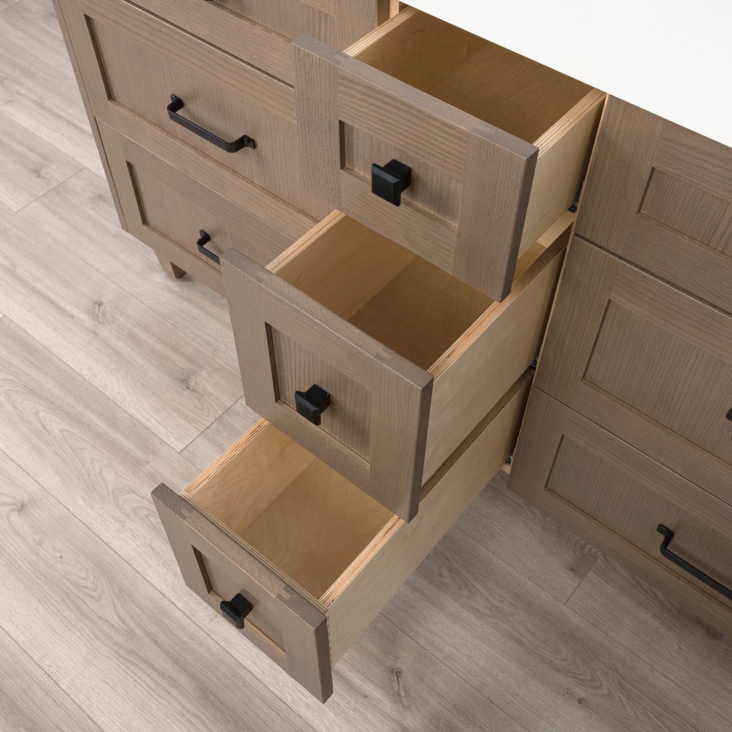 
                  
                    Bridgeport 60" Almond Coast Bathroom Vanity, Double Sink - All Drawers
                  
                