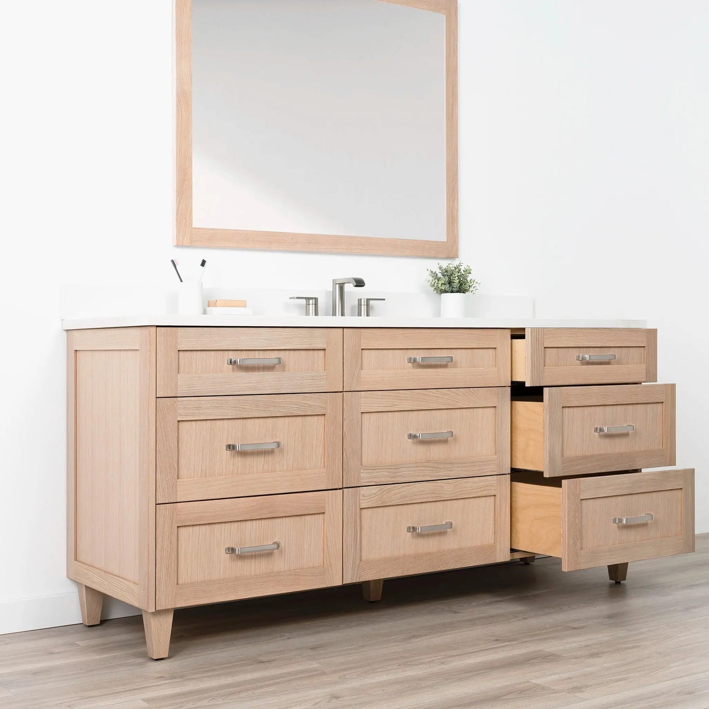 
                  
                    Bridgeport SLIM 72" White Oak Bathroom Vanity - All Drawers Teodor Bathroom Vanity Canada
                  
                