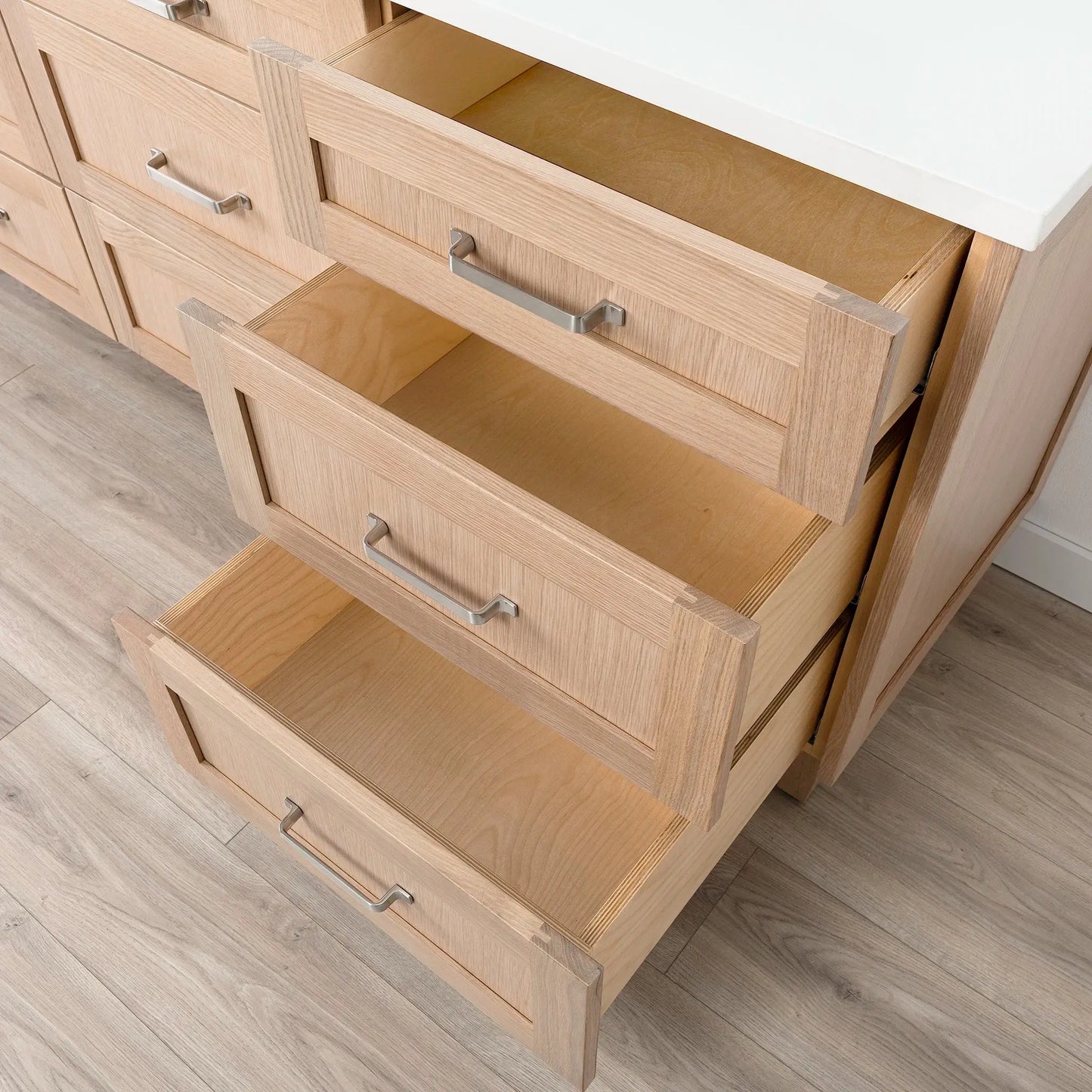 
                  
                    Bridgeport SLIM 72" White Oak Bathroom Vanity - All Drawers Teodor Bathroom Vanity Canada
                  
                
