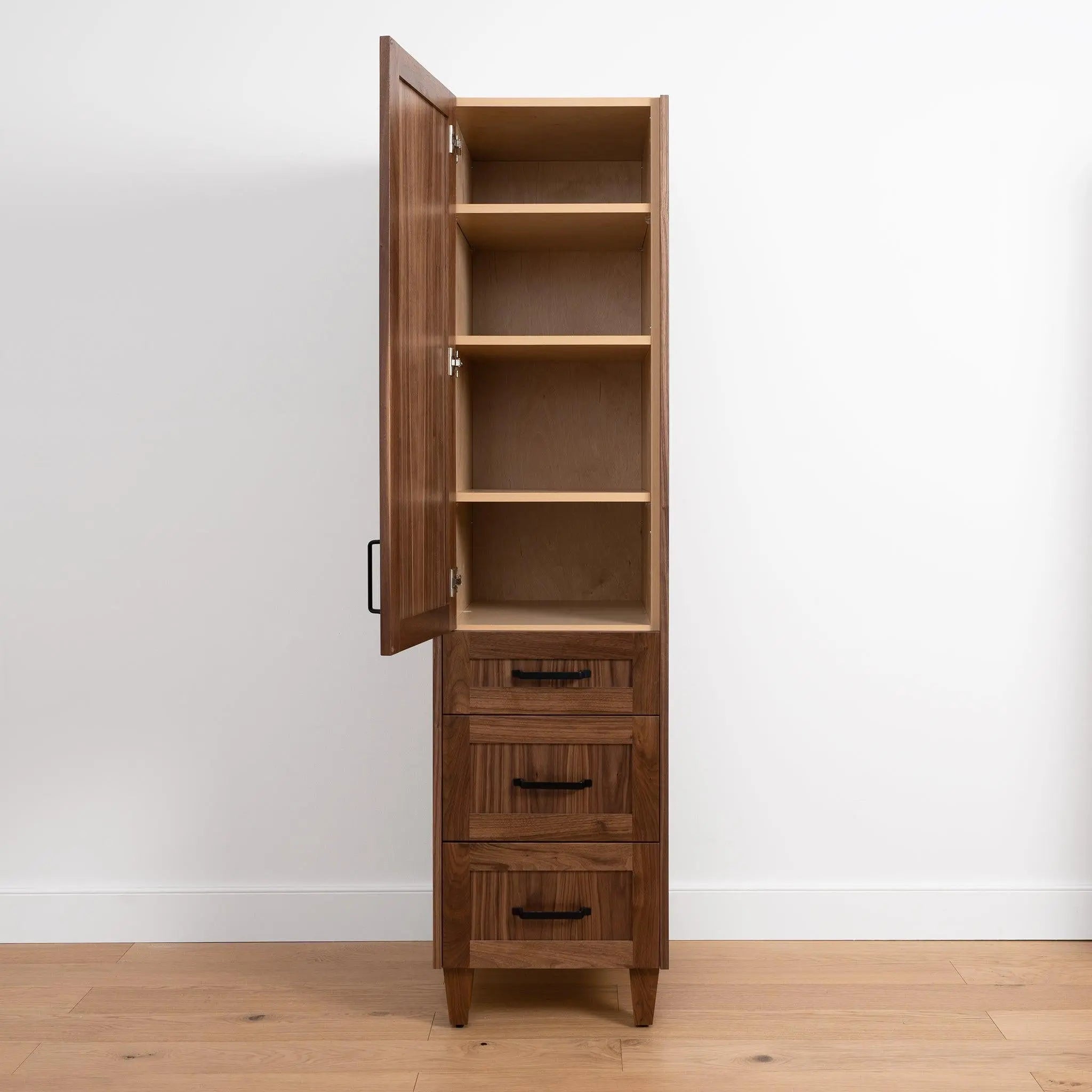 Bridgeport American Black Walnut Linen Cabinet - Teodor Vanities