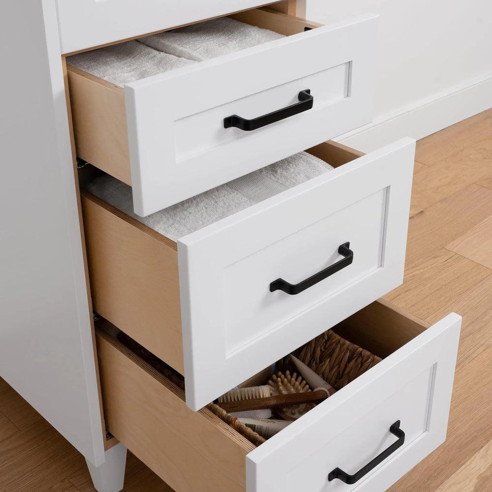 
                  
                    Bridgeport, Teodor® Satin White Linen Cabinet Teodor Bathroom VanityCanada
                  
                