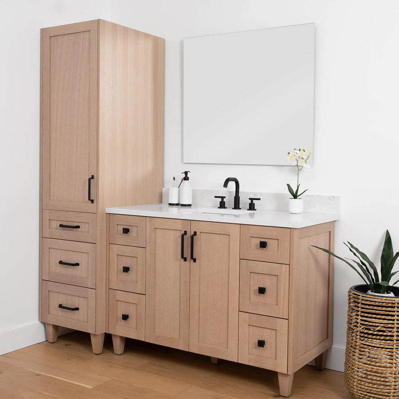 Bridgeport, Teodor® White Oak Linen Cabinet Teodor Bathroom VanityCanada