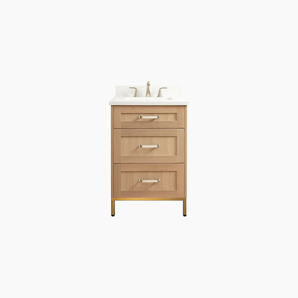 
                  
                    Bridgeport 24" White Oak Bathroom Vanity - All Drawers
                  
                