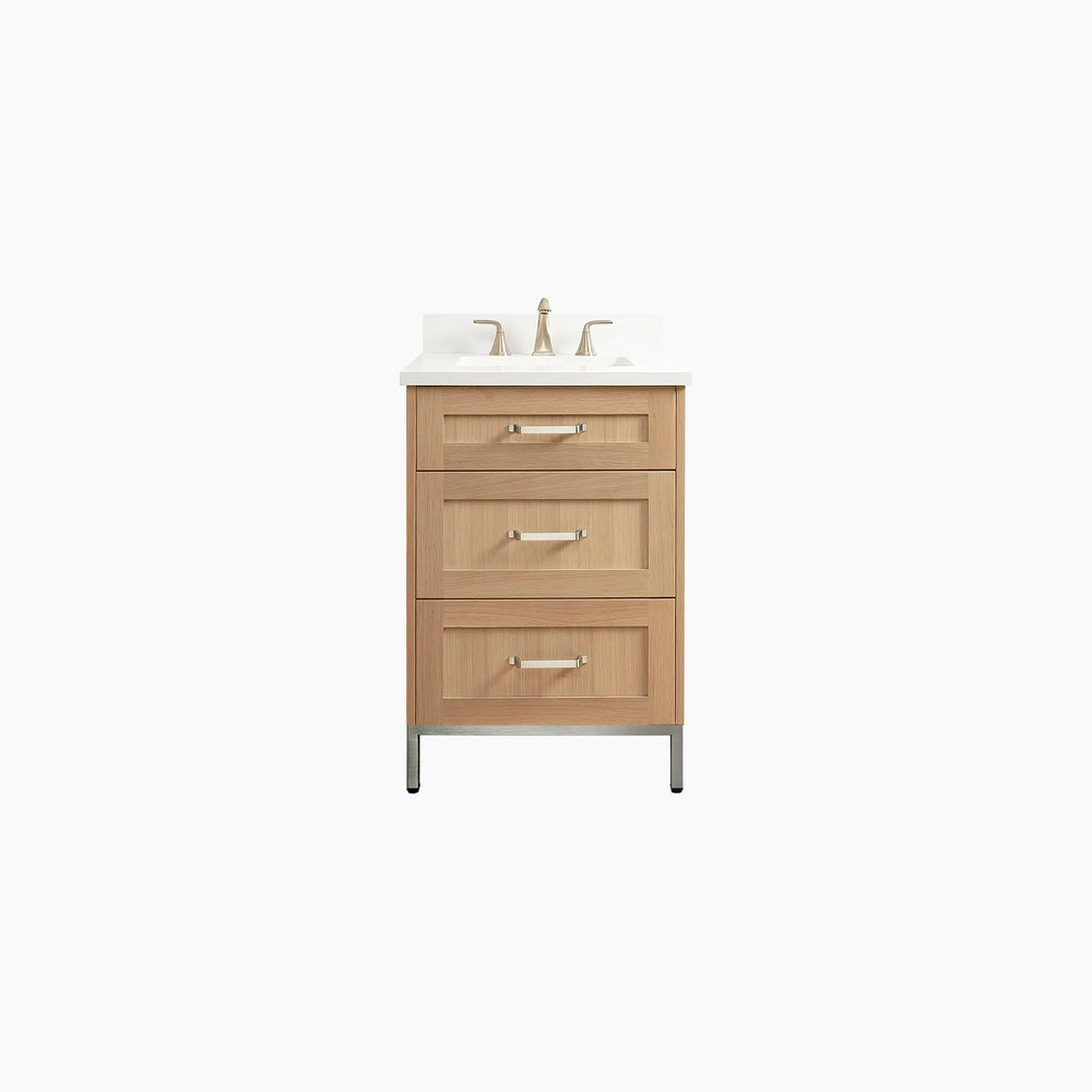 
                  
                    Bridgeport 24" White Oak Bathroom Vanity - All Drawers
                  
                