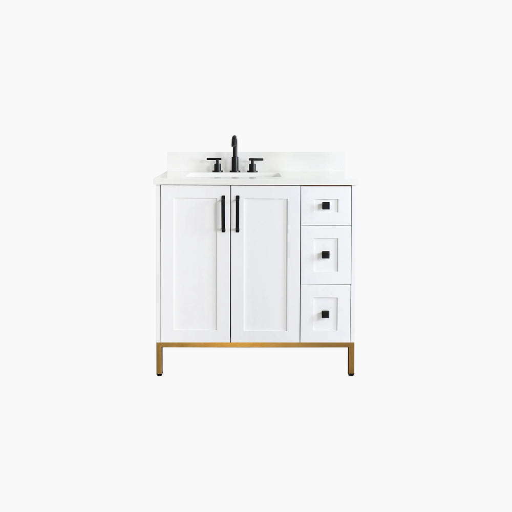 
                  
                    Bridgeport 36" Satin White Bathroom Vanity, Left Sink
                  
                