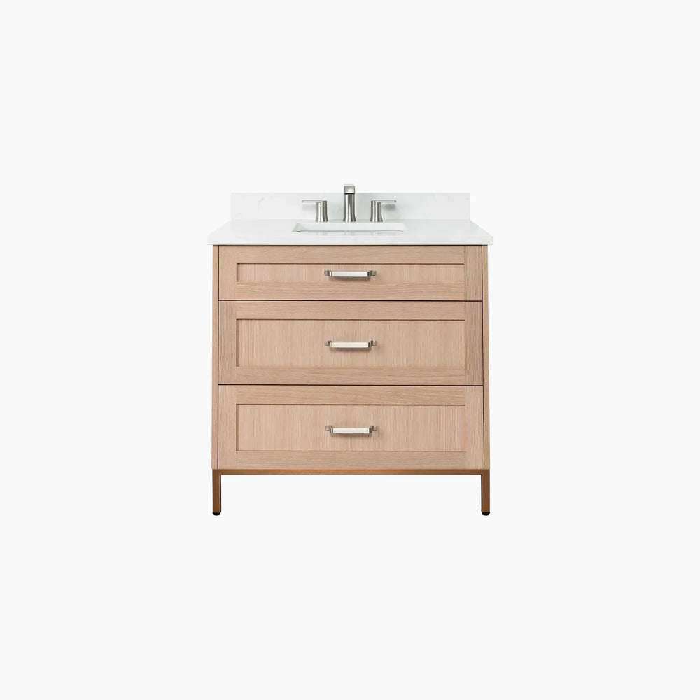 
                  
                    Bridgeport 36" White Oak Bathroom Vanity - All Drawers
                  
                
