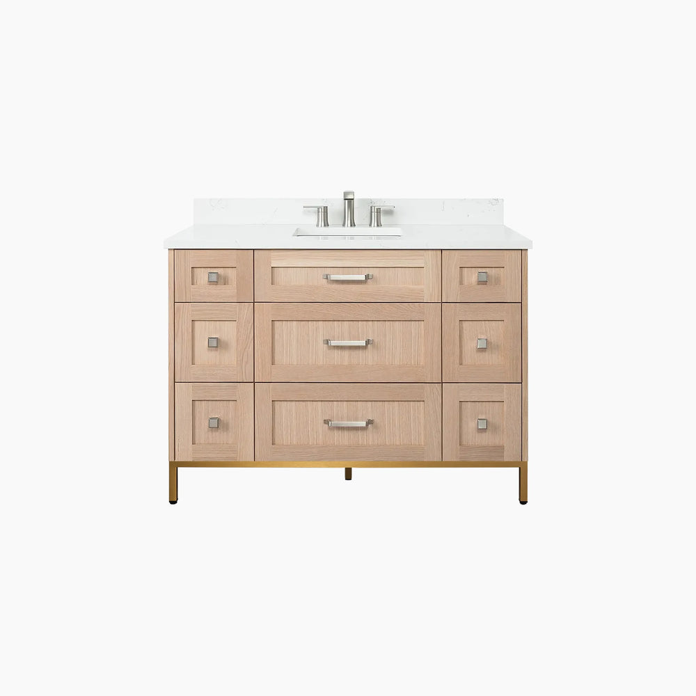 
                  
                    Bridgeport 48" White Oak Bathroom Vanity - All Drawers
                  
                